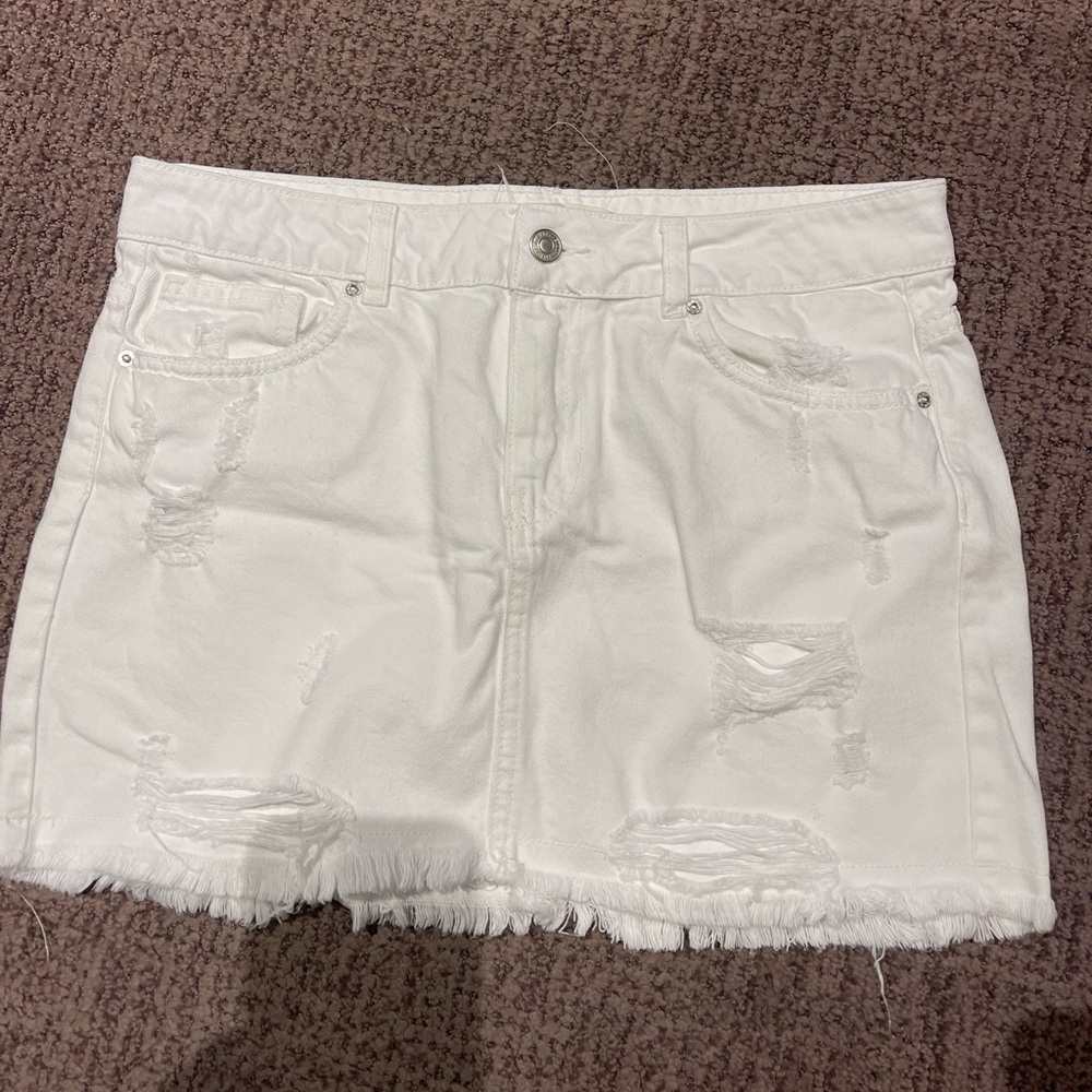 Free People distressed denim skirt
